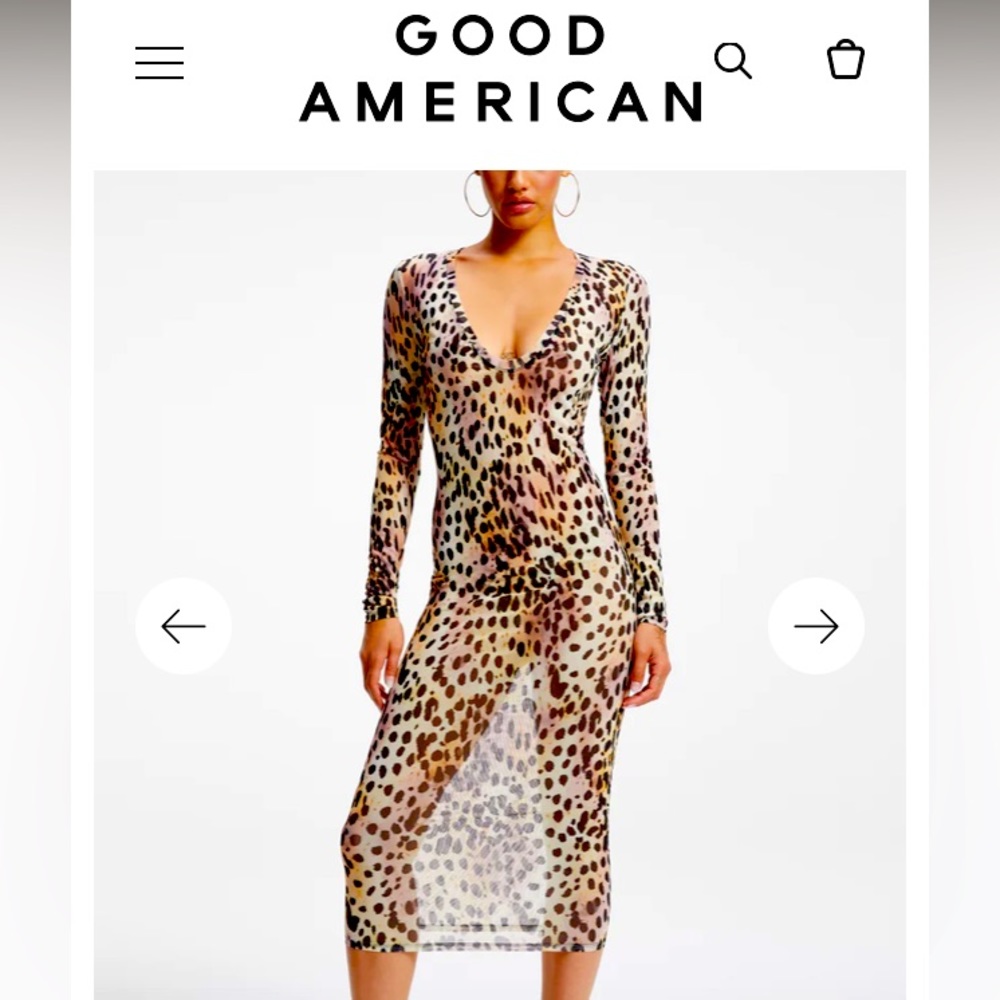 Good American mesh midi rose cheetah dress
